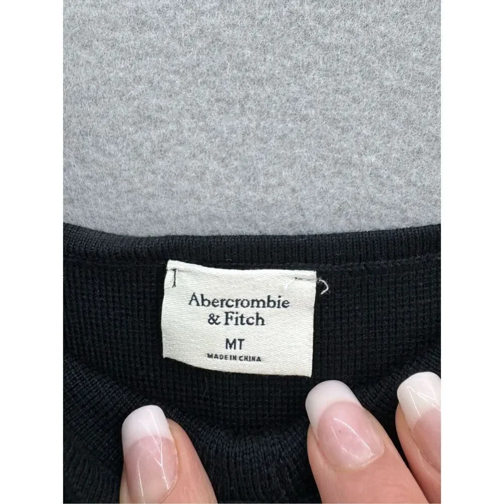 Abercrombie and Fitch Womens Black Front Slit Sleeveless Knit Dress Size MT - Picture 4 of 9